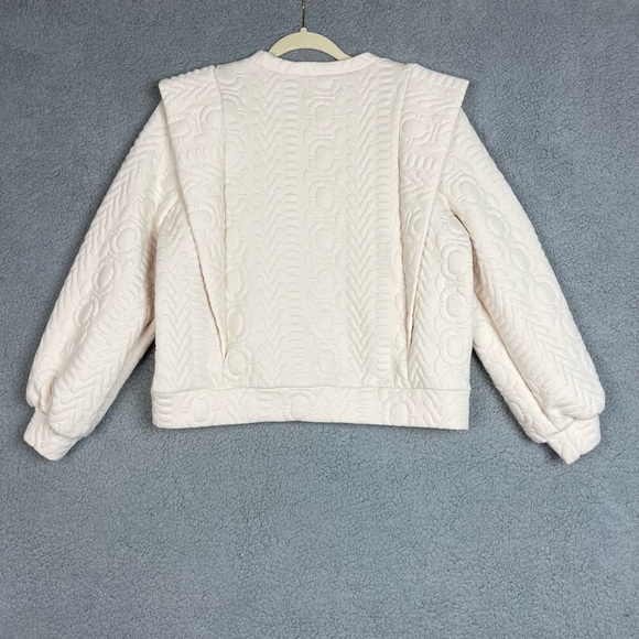 ANTHROPOLOGIE FIND ME NOW PUFF SLEEVE QUILTED SWEATSHIRT PULLOVER SWEATER SIZE S - Picture 5 of 11